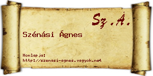 Szénási Ágnes névjegykártya